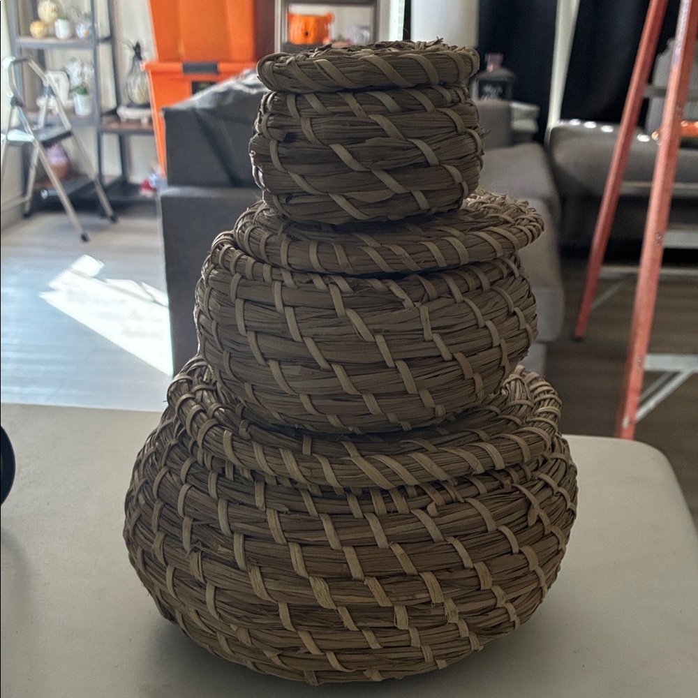 Stacked Woven Basket Set